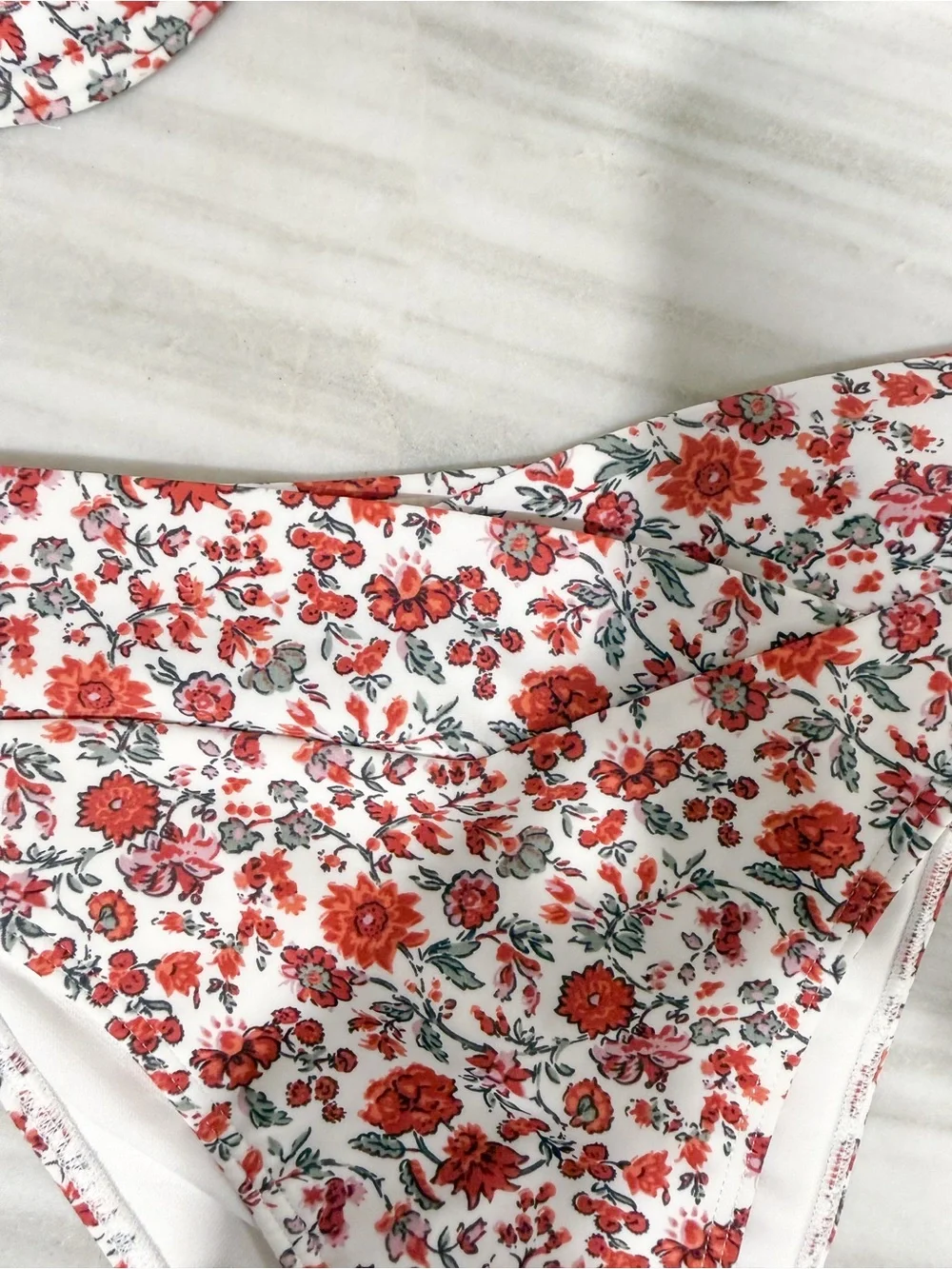 Abercrombie & Fitch Red Floral Bikini Crossover Bottoms Size XS and Small Top